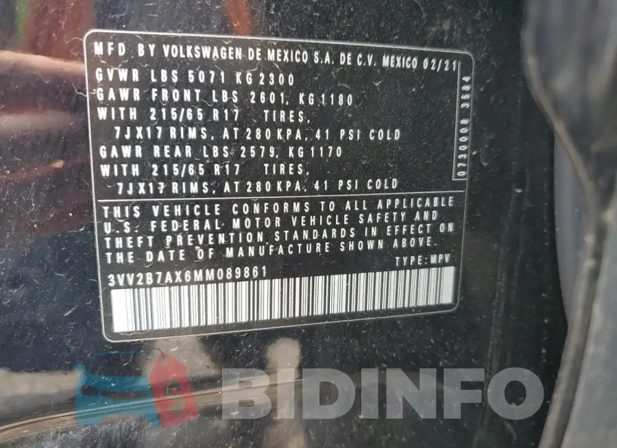 3VV2B7AX6MM089861 Photo# 13
