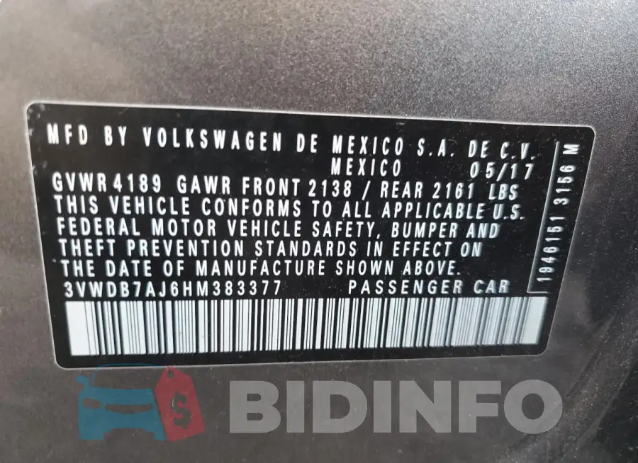 3VWDB7AJ6HM383377 Photo# 12