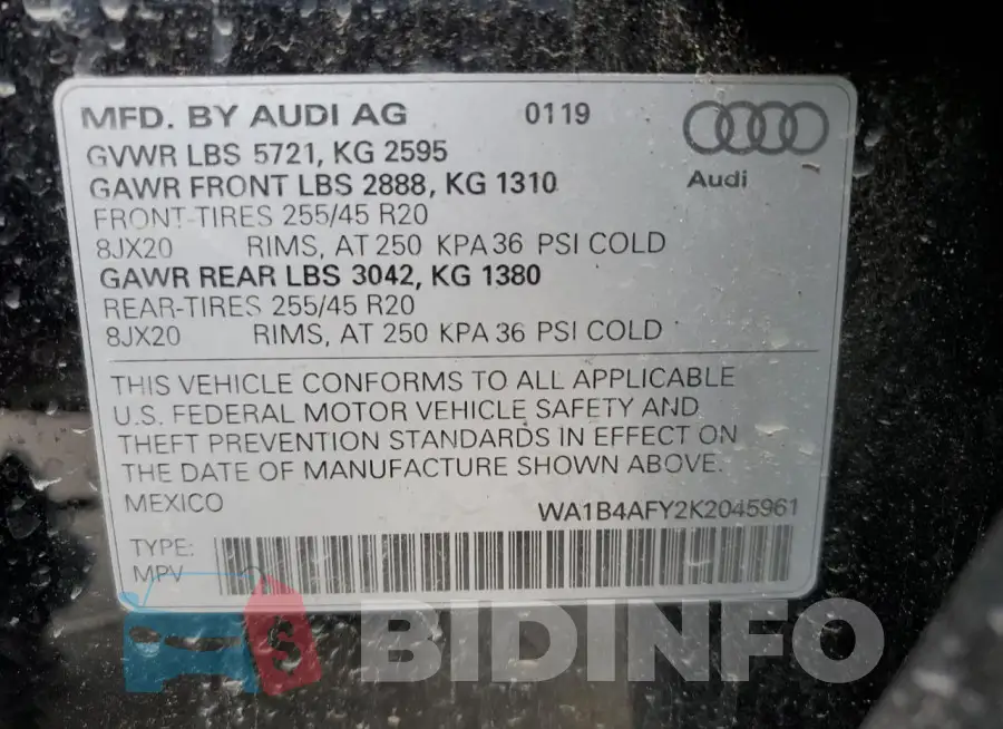 WA1B4AFY2K2045961 Photo# 13