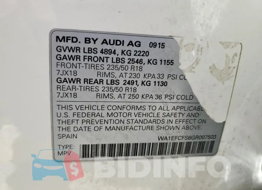 WA1EFCFS6GR007503 Photo# 13