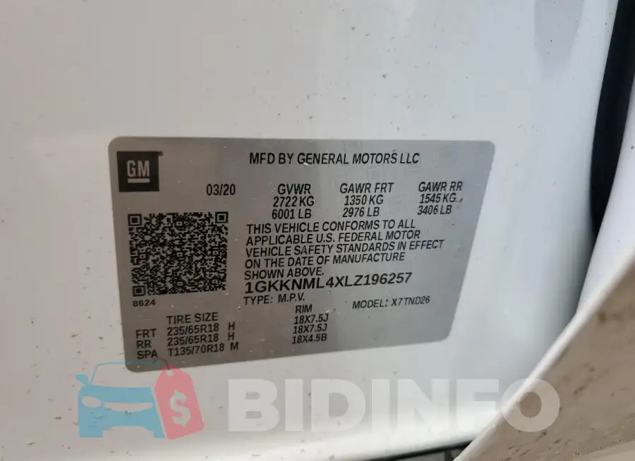 1GKKNML4XLZ196257 Photo# 14