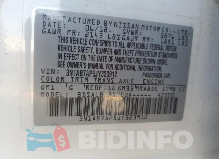 3N1AB7AP5JY323912 Photo# 12