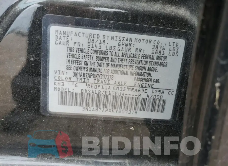 3N1AB7APXKY207378 Photo# 12