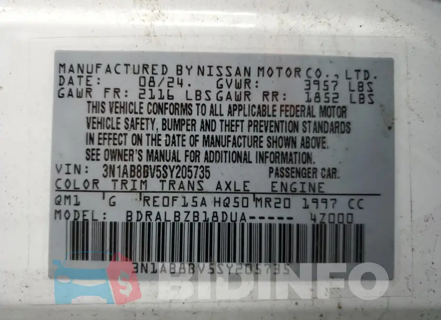 3N1AB8BV5SY205735 Photo# 12