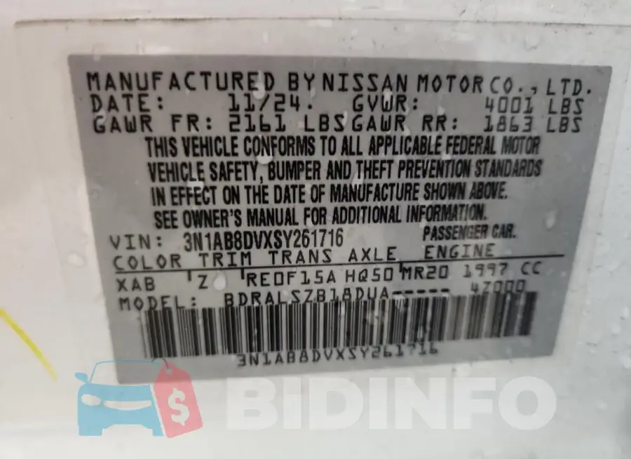 3N1AB8DVXSY261716 Photo# 12