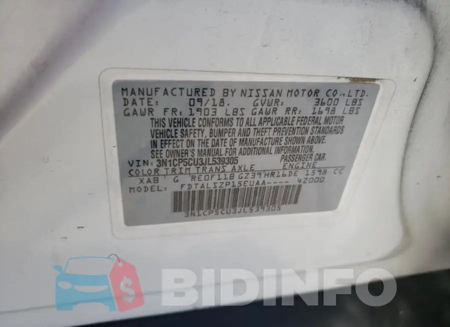 3N1CP5CU3JL539305 Photo# 13
