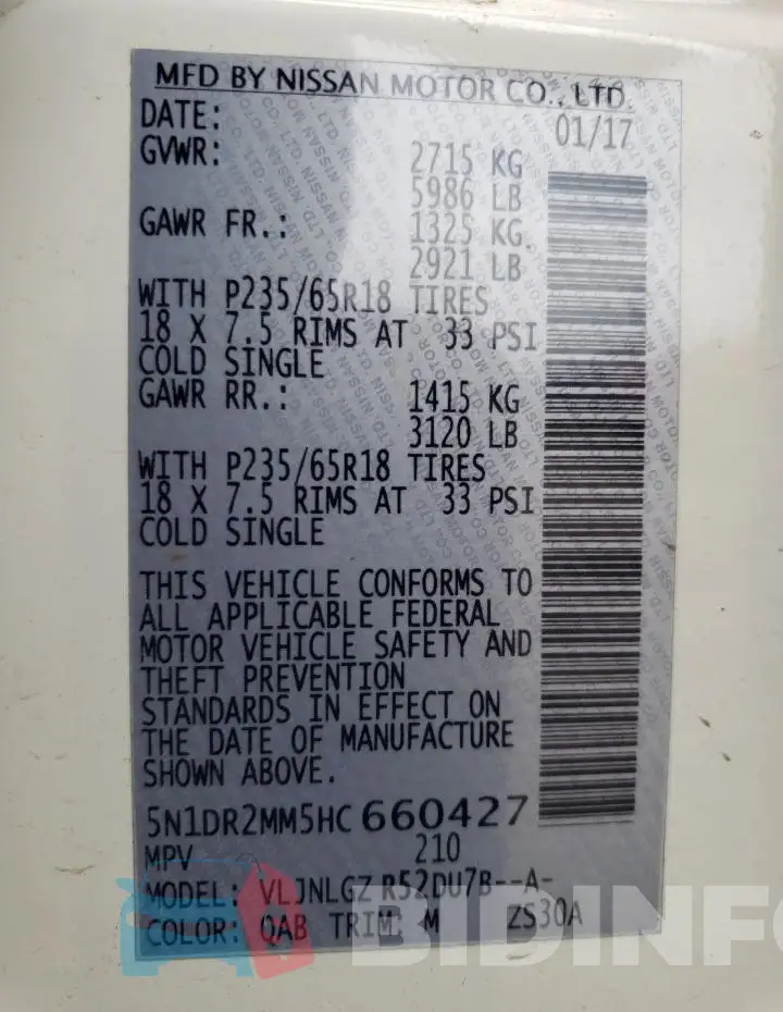 5N1DR2MM5HC660427 Photo# 13