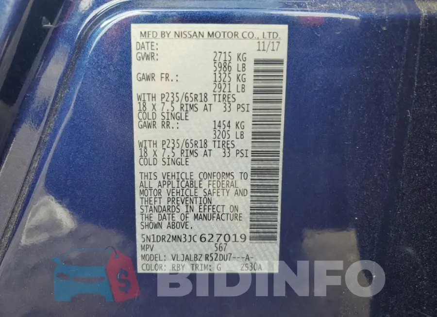 5N1DR2MN3JC627019 Photo# 14