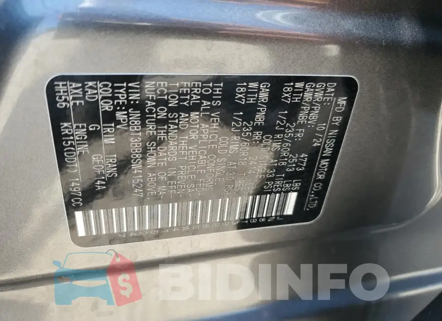 JN8BT3BB8SW415247 Photo# 13