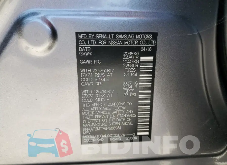 KNMAT2MT7GP688981 Photo# 14