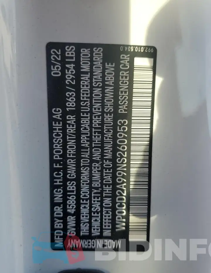 WP0CD2A99NS260953 Photo# 13