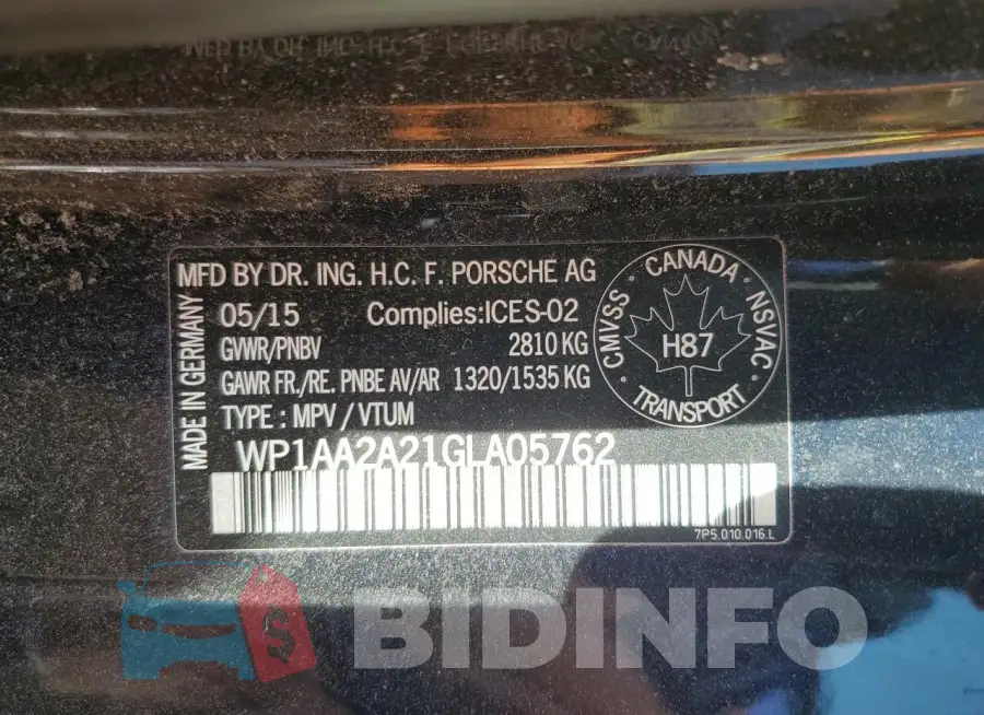 WP1AA2A21GLA05762 Photo# 14
