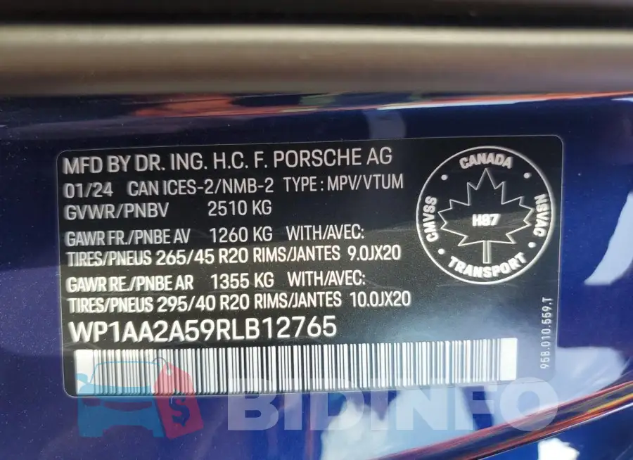 WP1AA2A59RLB12765 Photo# 13