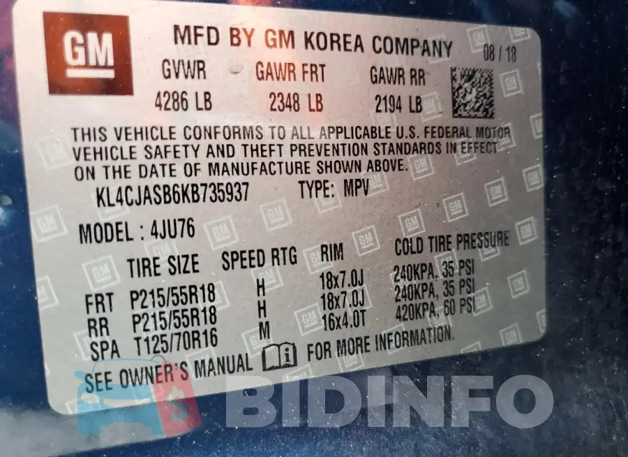 KL4CJASB6KB735937 Photo# 13