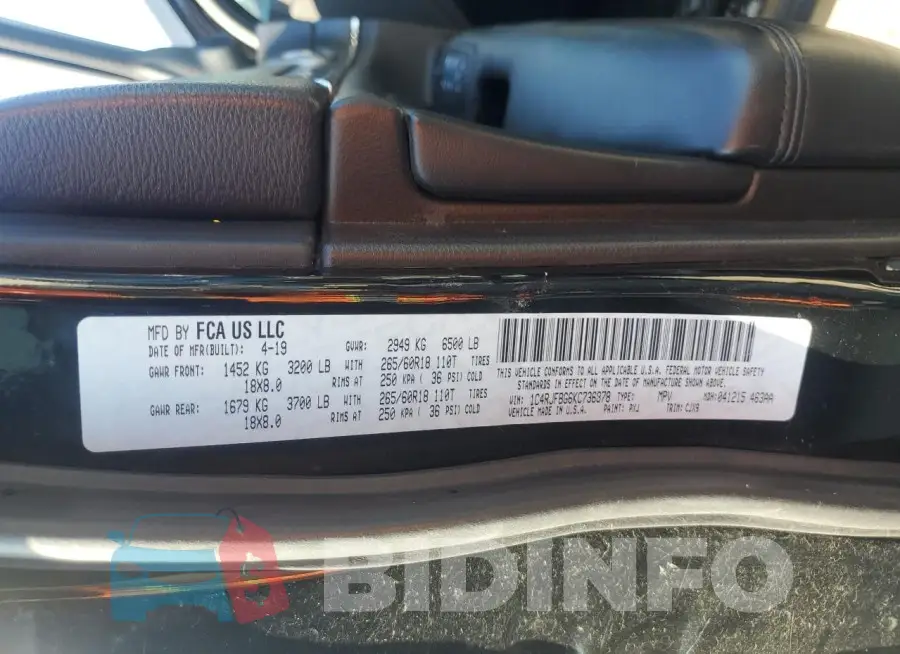 1C4RJFBG6KC736878 Photo# 13
