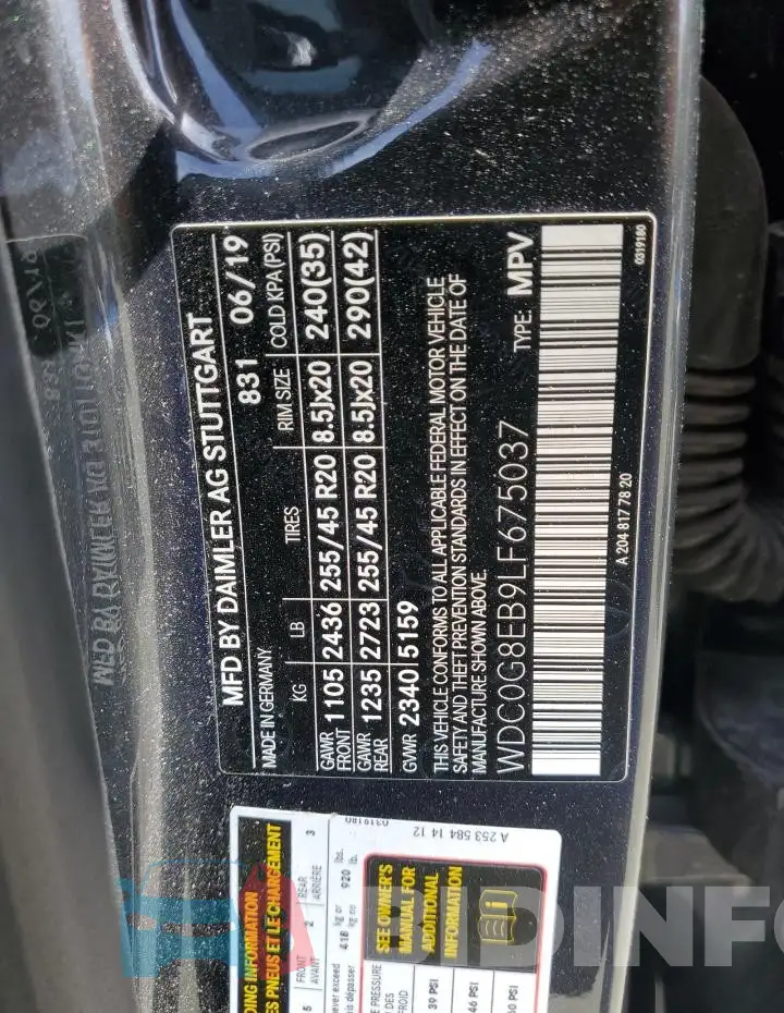 WDC0G8EB9LF675037 Photo# 14