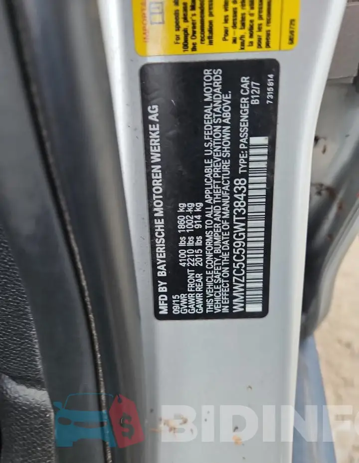 WMWZC5C59GWT38438 Photo# 14