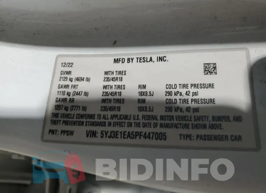 5YJ3E1EA5PF447005 Photo# 12