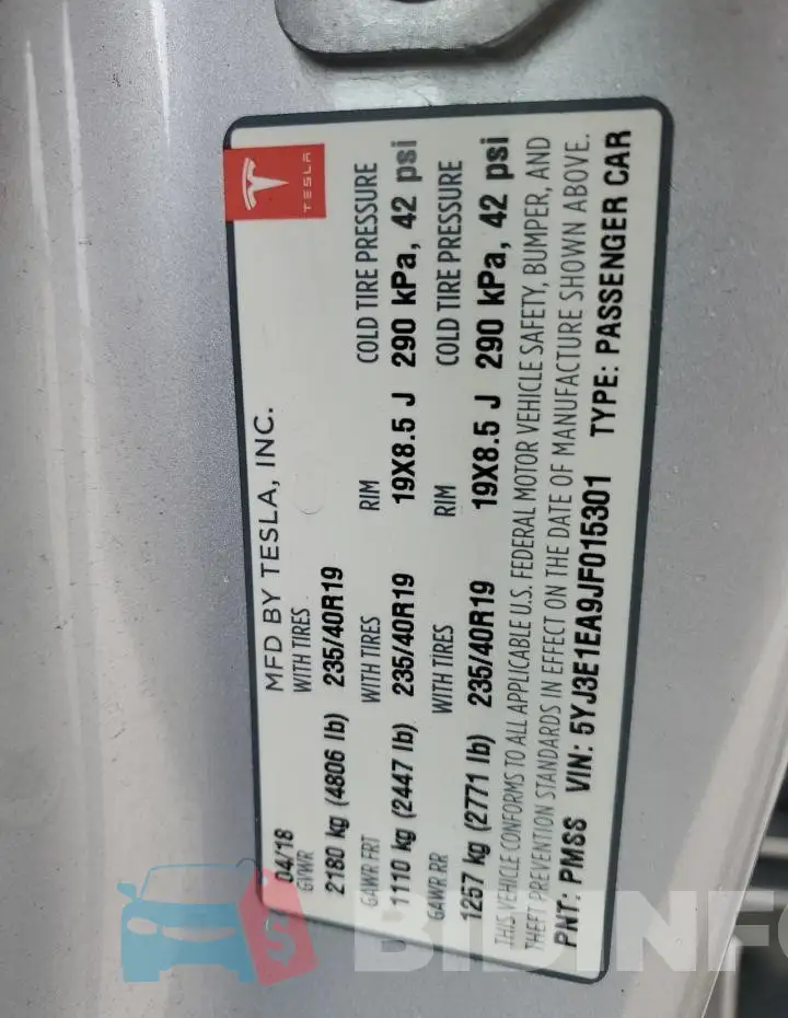 5YJ3E1EA9JF015301 Photo# 12