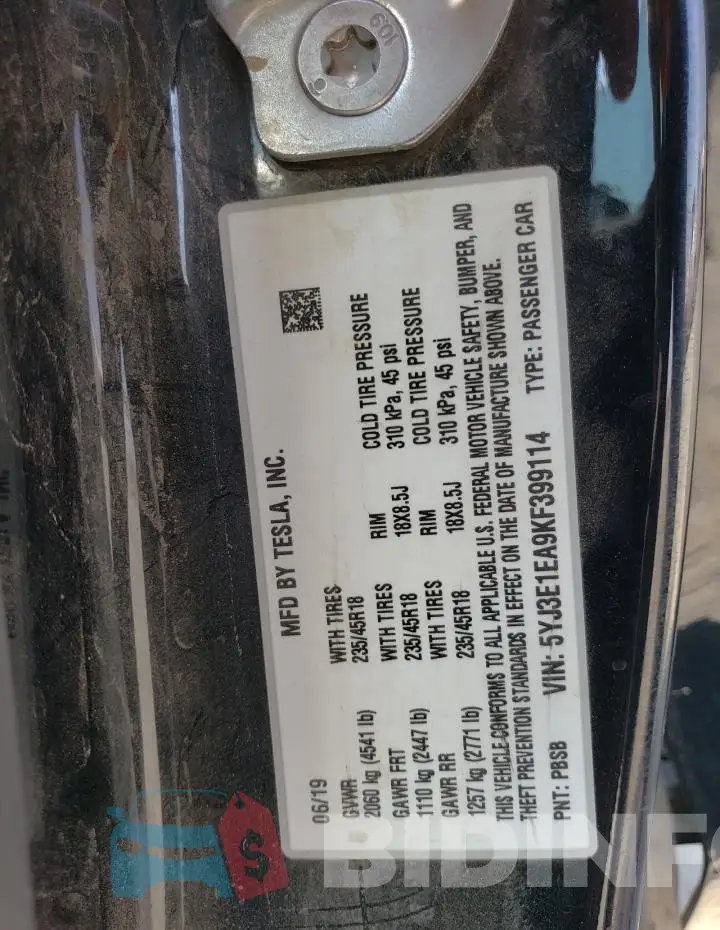 5YJ3E1EA9KF399114 Photo# 12