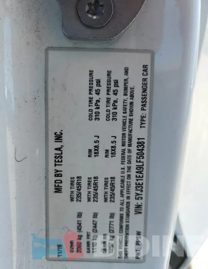 5YJ3E1EA9LF504381 Photo# 13