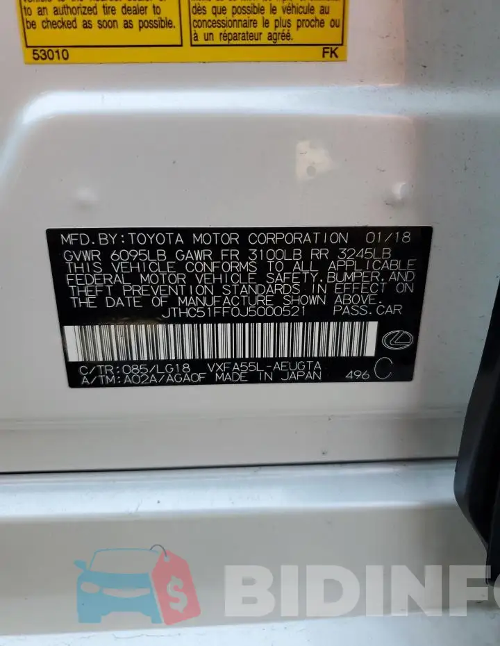 JTHC51FF0J5000521 Photo# 12