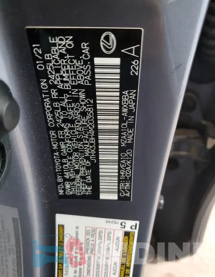 JTHX3JBH4M2035812 Photo# 13
