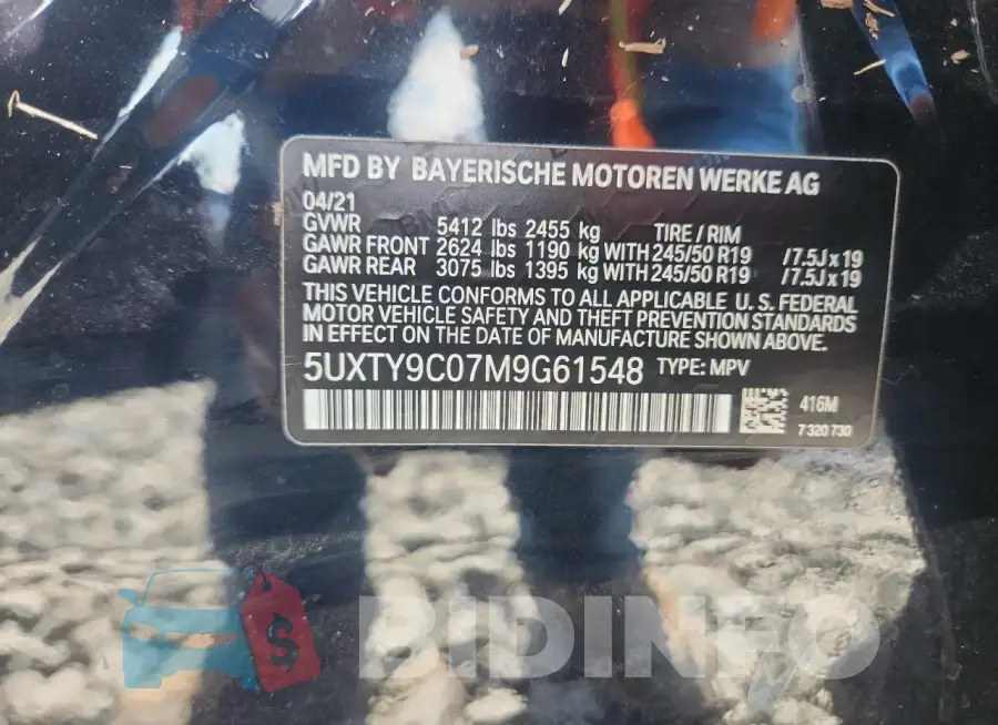 5UXTY9C07M9G61548 Photo# 13