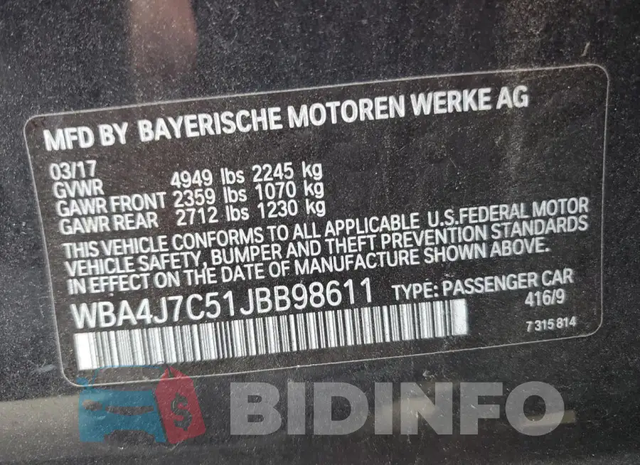 WBA4J7C51JBB98611 Photo# 12