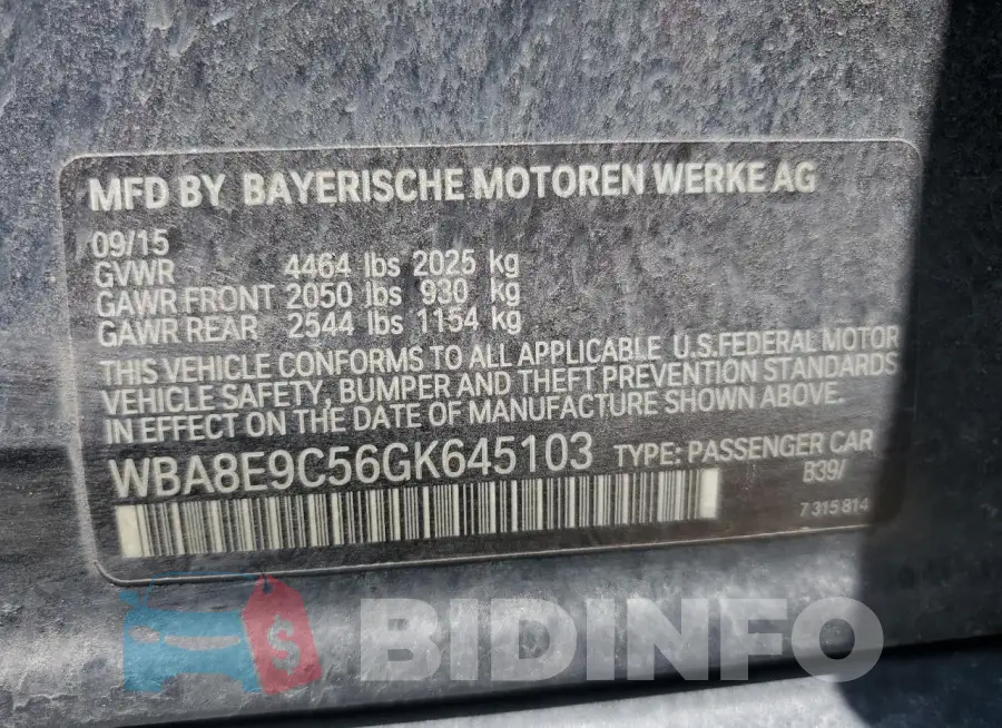 WBA8E9C56GK645103 Photo# 12