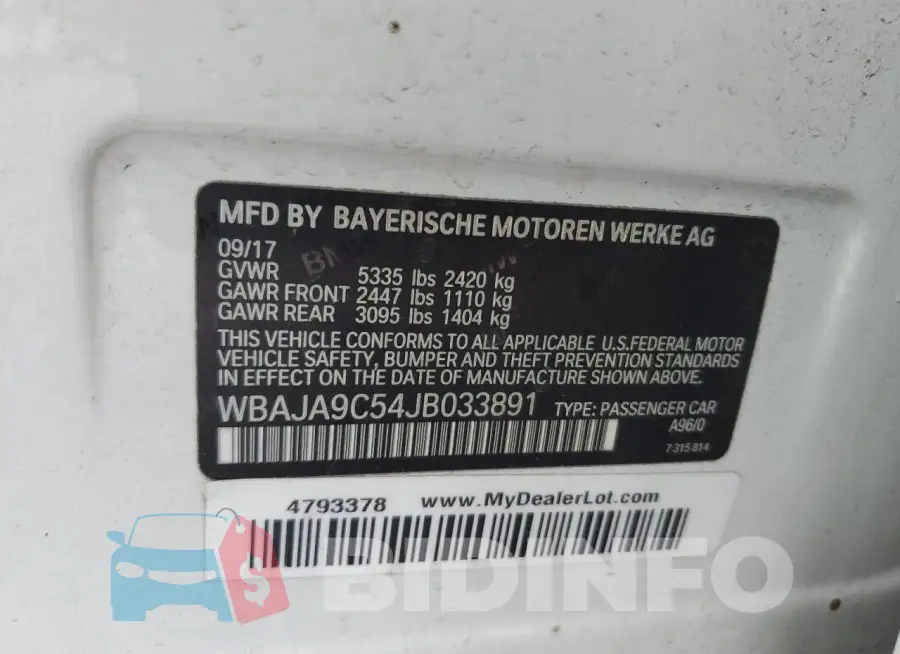 WBAJA9C54JB033891 Photo# 12