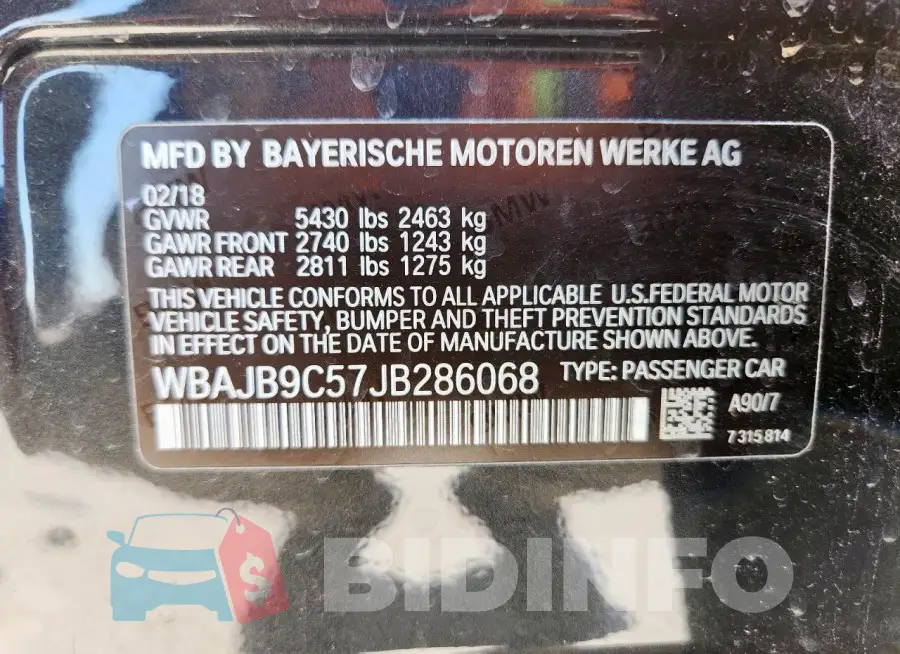 WBAJB9C57JB286068 Photo# 13
