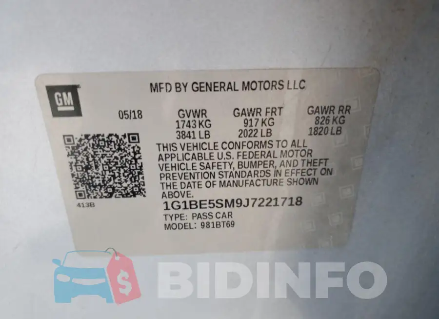 1G1BE5SM9J7221718 Photo# 13