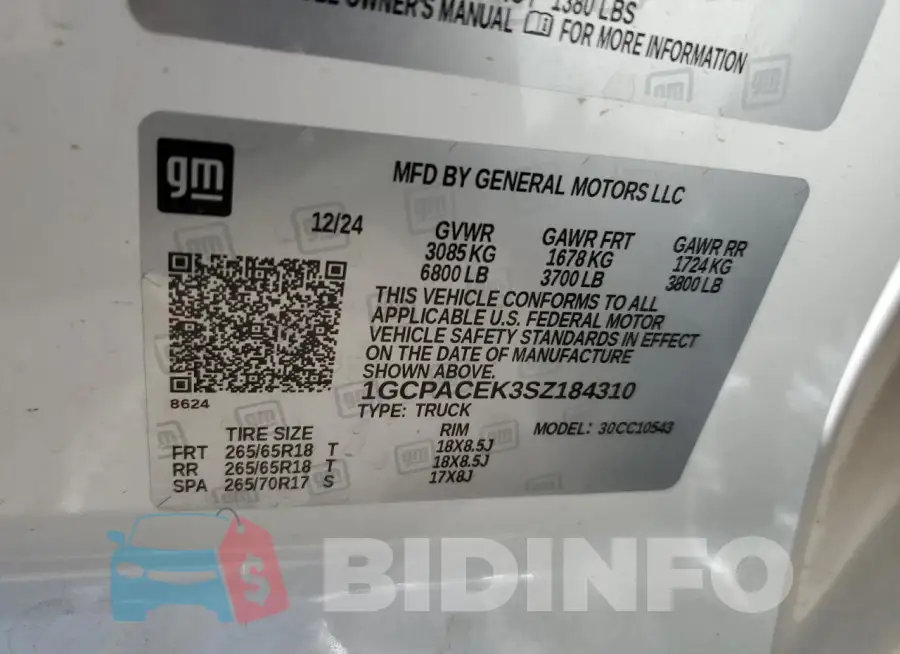 1GCPACEK3SZ184310 Photo# 13