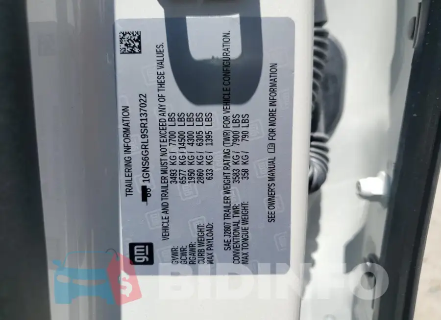 1GNS6GRL9SR137022 Photo# 14