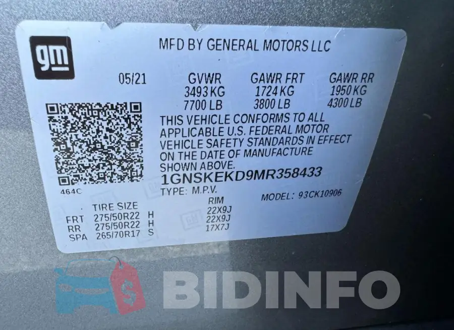 1GNSKEKD9MR358433 Photo# 10