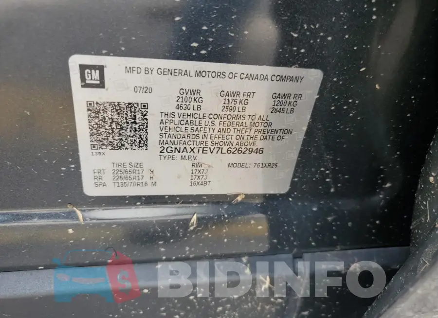 2GNAXTEV7L6262946 Photo# 12