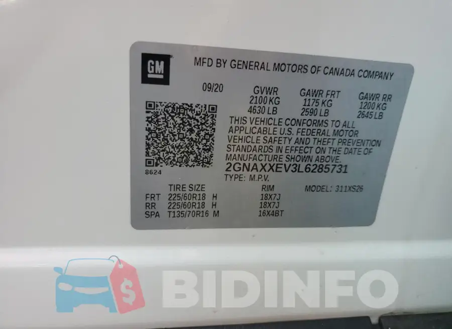 2GNAXXEV3L6285731 Photo# 13