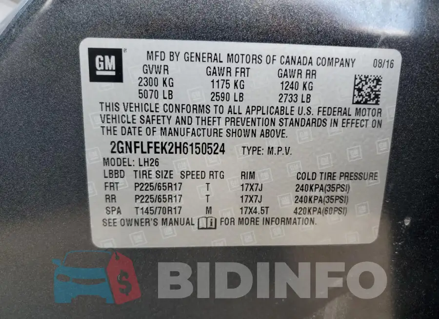 2GNFLFEK2H6150524 Photo# 14