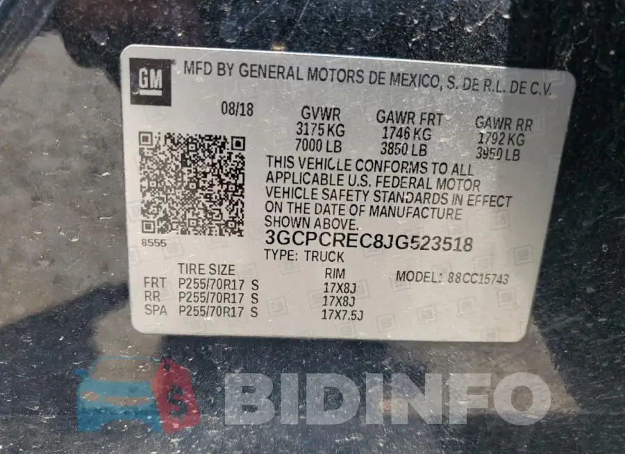 3GCPCREC8JG523518 Photo# 12