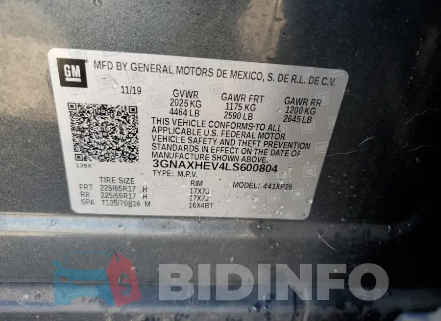 3GNAXHEV4LS600804 Photo# 13