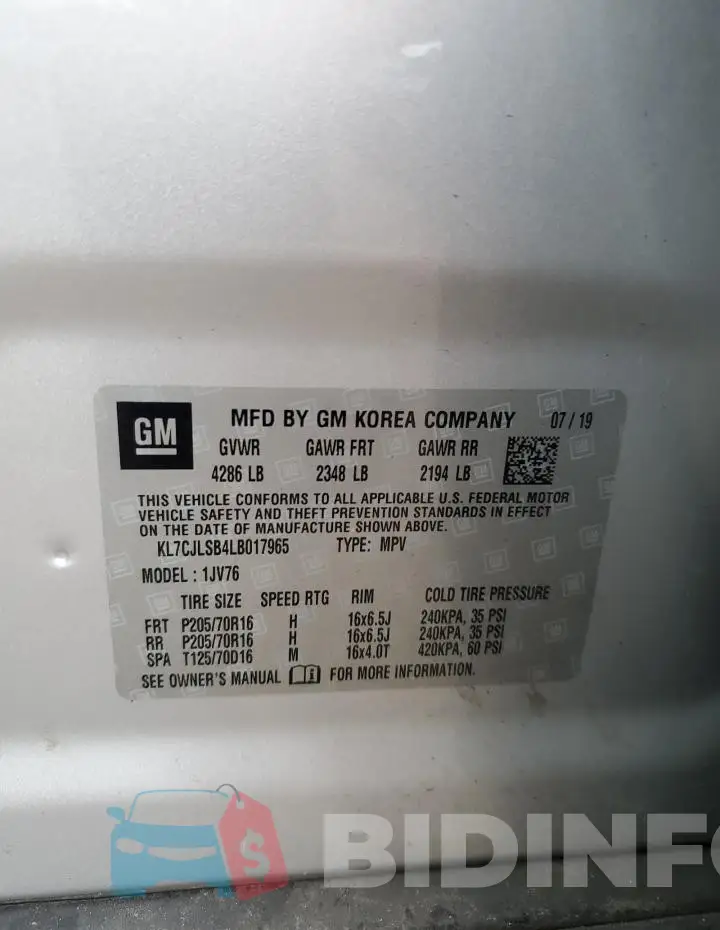 KL7CJLSB4LB017965 Photo# 13