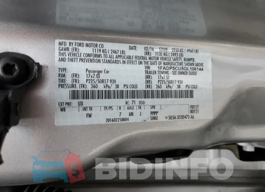 1FADP5CU5GL106144 Photo# 12