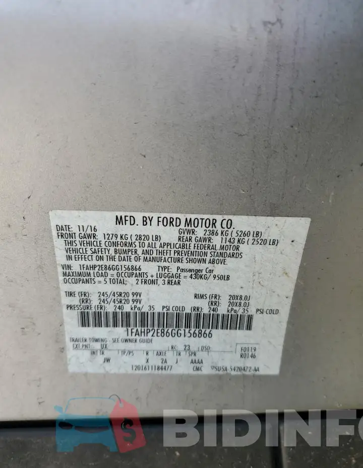 1FAHP2E86GG156866 Photo# 12