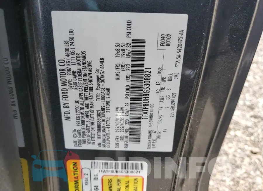 1FATP8UH8G5308821 Photo# 13