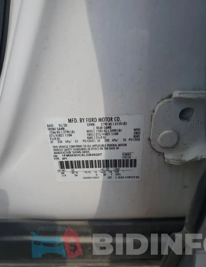 1FM5K8HC8LGB48207 Photo# 13