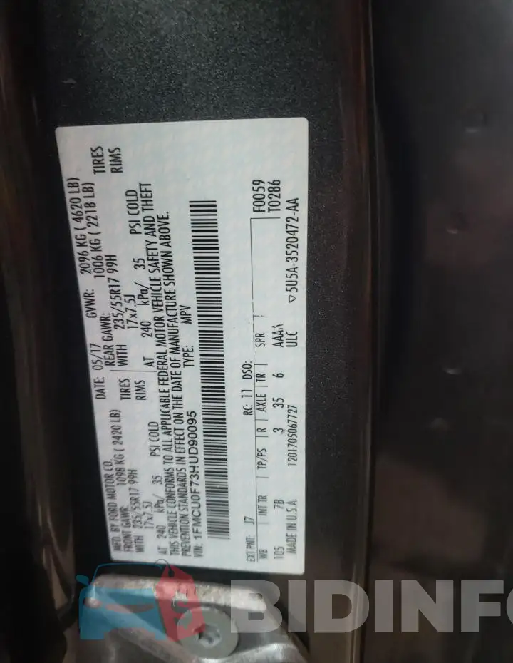 1FMCU0F73HUD90095 Photo# 12