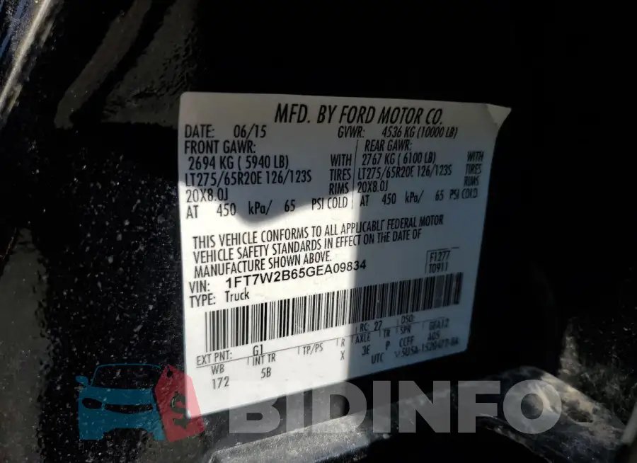1FT7W2B65GEA09834 Photo# 12