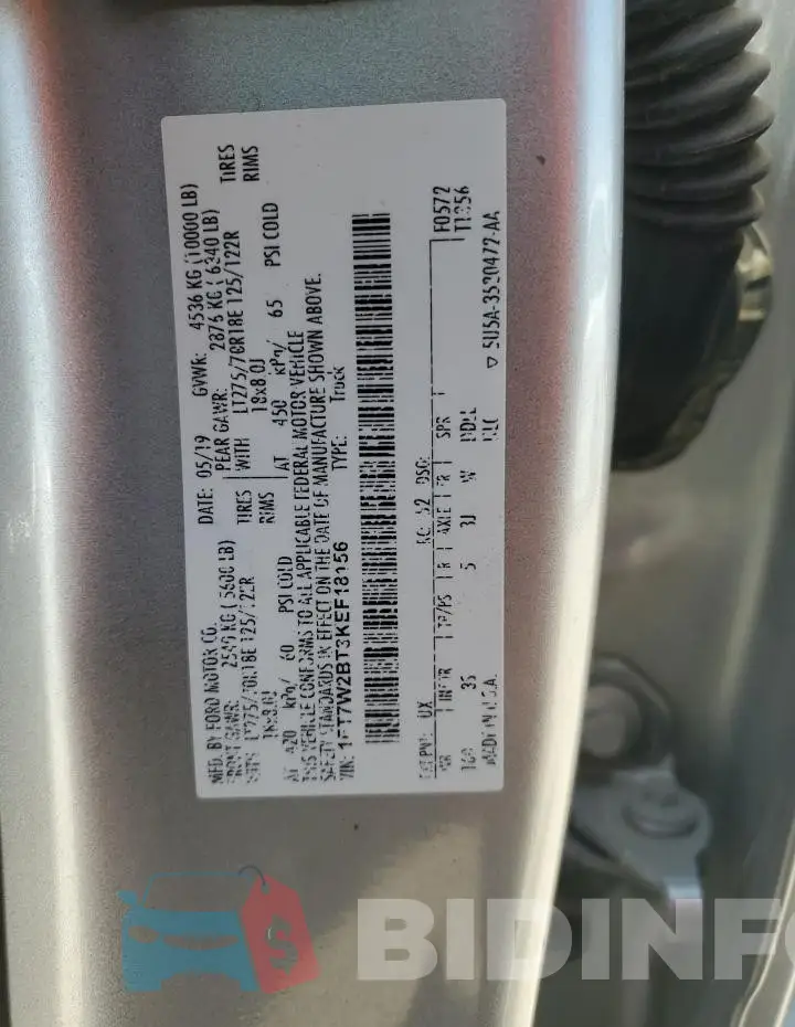 1FT7W2BT3KEF18156 Photo# 12
