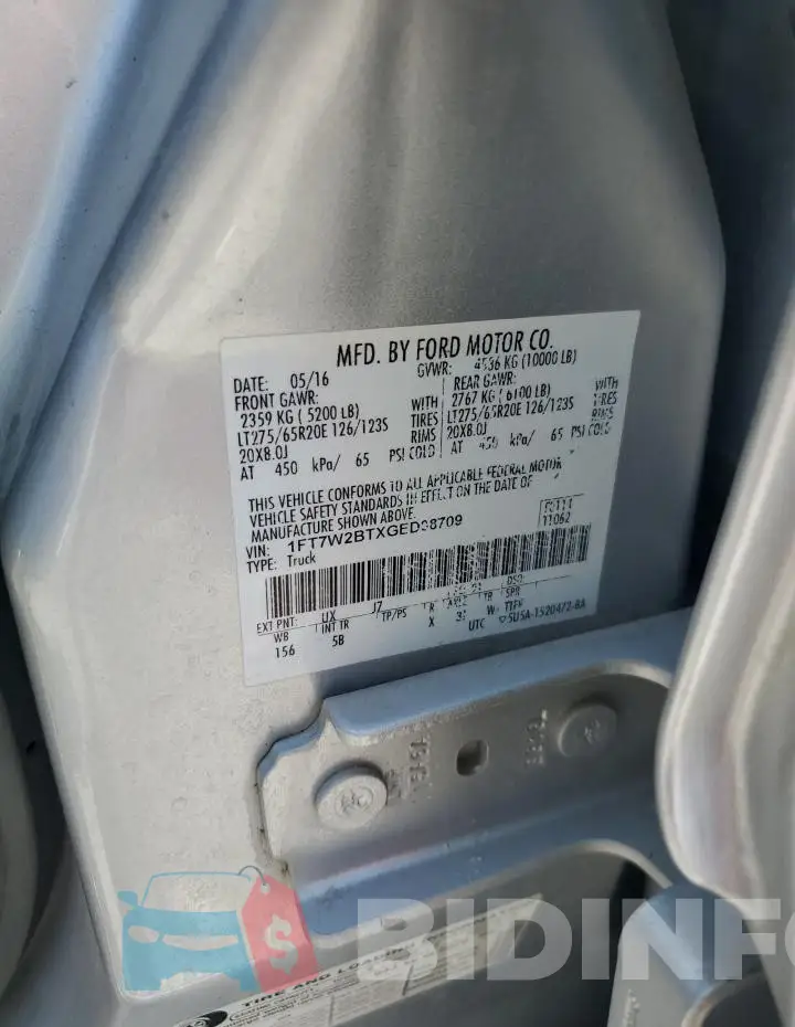 1FT7W2BTXGED08709 Photo# 12